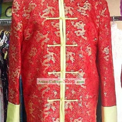Chinese Lucky Red Dragon Mandarin Blouse