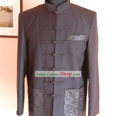 Chinese Classical Hand Embroidered Grey Dragon Blouse