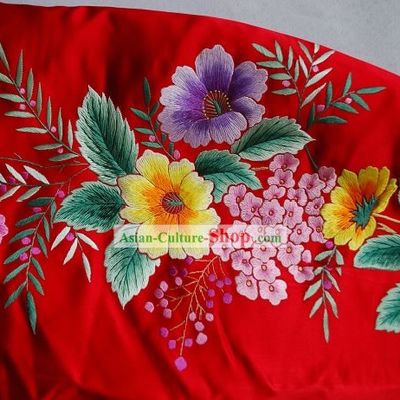 Supreme Chinese Traditional Hand Embroidered Grape Tree Long Cheongsam (Qipao)