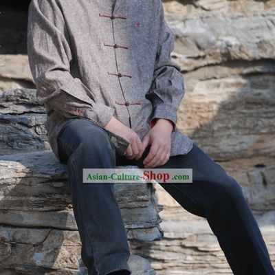 Chinese Traditional Mandarin Cotton Blouse for Men