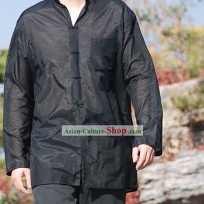 Chinese Mandarin Sexy Cotton Blouse for Men