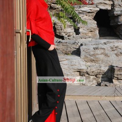 Chinese Classical Mandarin Handmade Wool Trousers for Women