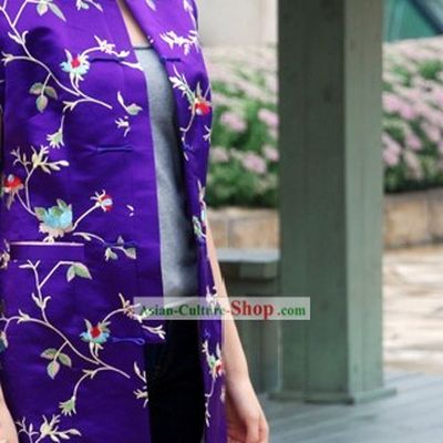 Stunning Chinese Purple Silk Flower Blouse