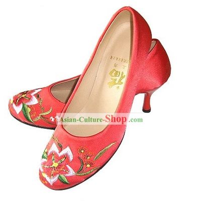 Chinese Classical Handmade and Embroidered High Heel Wedding Shoes (lily)
