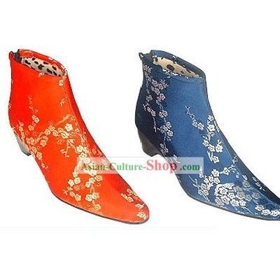 Chinese Traditional Handmade Cuban Heel Cotton Boots