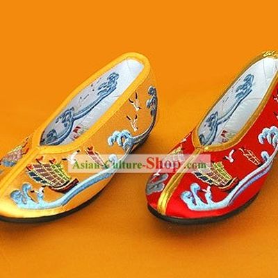 Chinese Classic Handmade Embroidered Shoes for Children - Sea World