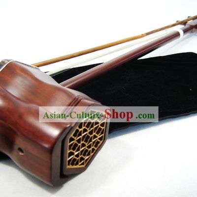 Traditional Snakeskin and Rosewood Two-stringed Chinese Fiddle Complete Set