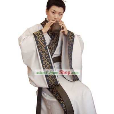 Chinese Traditional Ancient Han Dynasty Clothing and Han Hat Set