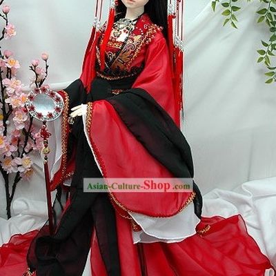 Chinese Ancient Lucky Red Palace Costumes Complete Set
