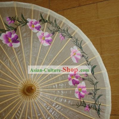 Chinese Classic Transparent Hand Painted Umbrella - Morning Glory