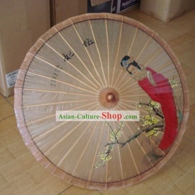 Traditional Chinese Hand Beach, Rain and Sun Umbrella - Ancient Beauty Painting