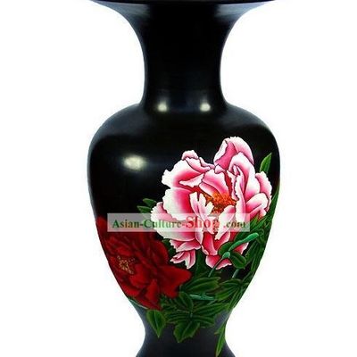 Chinese Traditional Longshan Black Pottery - Large Peony