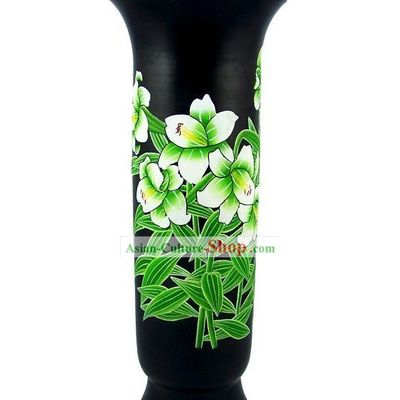 Chinese Traditional Longshan Black Pottery - Lily Vase