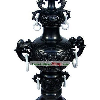 Chinese Traditional Longshan Black Pottery - Chrysanthemum Censer