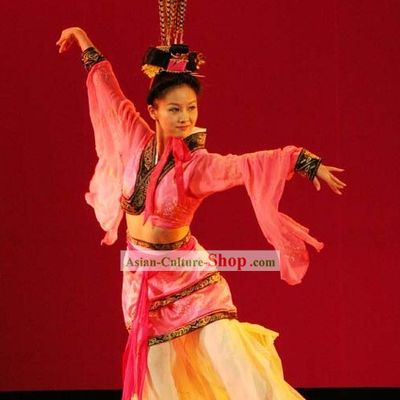 Chinese Classic Han Dynasty Dance Costumes with Long Feather Hat