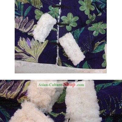 Supreme Chinese Handmade Lotus Winter Cotton Jacket for Women (green)