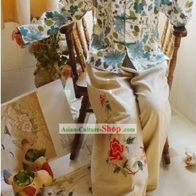 Chinese Classic Mandarin Collar Flower Field Cotton Blouse