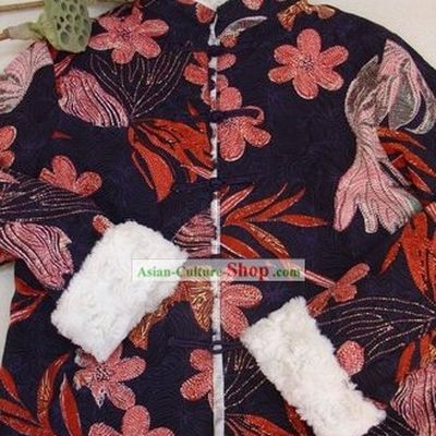 Supreme Chinese Handmade Lotus Winter Cotton Jacket for Women
