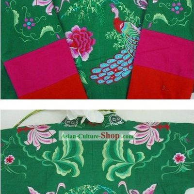 Supreme Chinese Green Flower and Butterfly Winter Cotton Jacket
