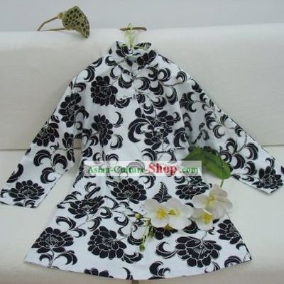 Supreme Chinese Classic Handmade Iris Flower Long Cotton Blouse