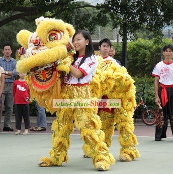 Handmade Traditional Long Wool Fur Lion Dance Costumes Full Set for Women