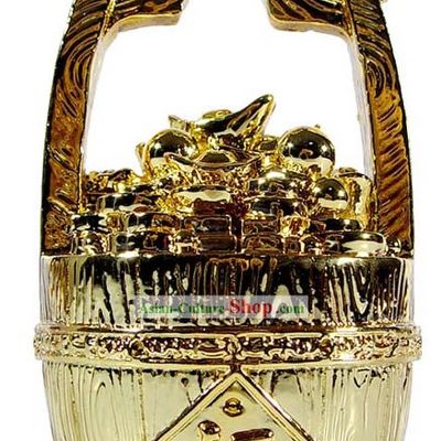Kai Guang Golding Feng Shui Pail of Gold (gathering treasures and success)