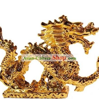Kai Guang Golding Feng Shui Dragon (gathering treasures and luck)