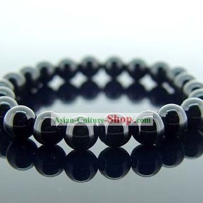 Kai Guang Feng Shui Chinese Natural Black Agate Bracelet (avoiding ill)