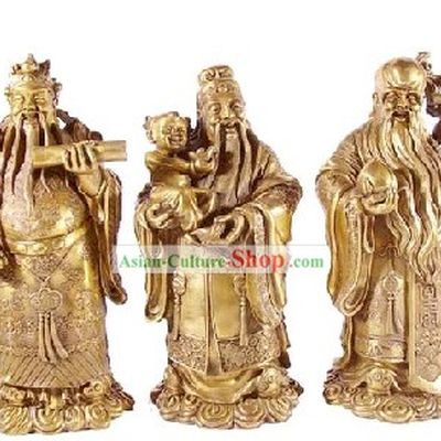 Chinese Traditional Feng Shui God of Luck Health Wealth (3 Statues Set)