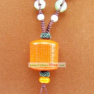 Chinese Feng Shui Vermilion Prayer Wheel Necklace (all the blessings)