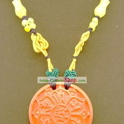 Chinese Feng Shui Kai Guang Vermilion Lotus Necklace (ancient prayer and blessing)