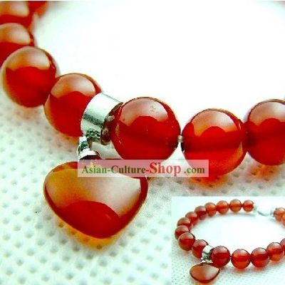 Chinese Classic Kai Guang Red Agate Tibet Silver Bracelet (keep peace and safe)