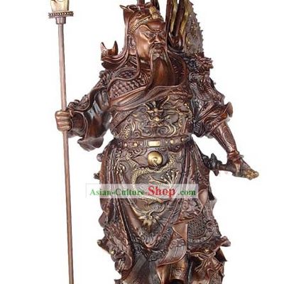 Chinese Classic Kai Guang Guan Gong and Nice Dragons Statue (brave and clever)