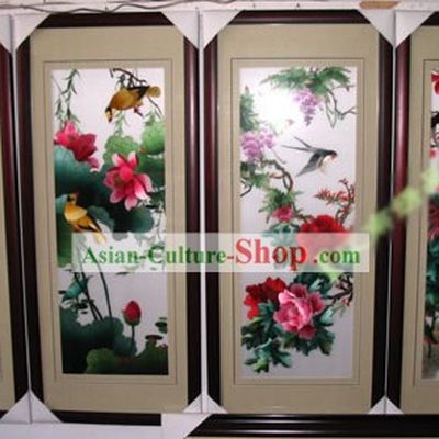 Supreme Chinese Hands Embroidery Handicraft Collectible - Four Seasons (four pieces set)