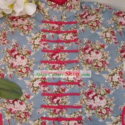 Supreme Chinese Traditional Mandarin Button Warm Long Outercoat for Women