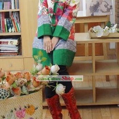 Supreme Chinese Traditional Long Ancient Time Cotton Outercoat for Women