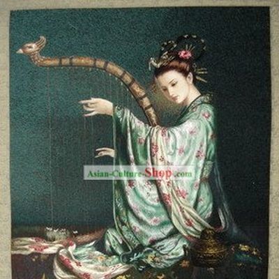 Supreme Chinese All Hand Embroidery Handicraft - Harp Fairy