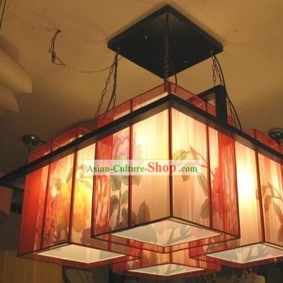 Stunning Chinese Large Peony Parchment Ceiling Lantern