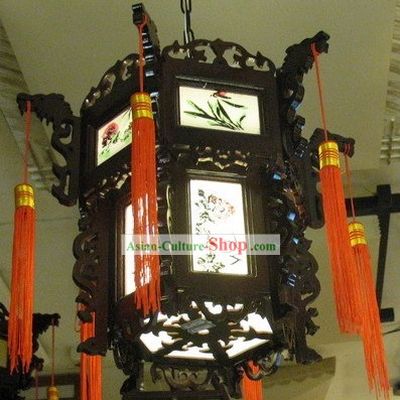 Chinese Classical Wooden Ceiling Palace Lantern - Ancient Plants