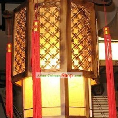 Chinese Classical Hand Made Parchment and Wood Hanging Lantern
