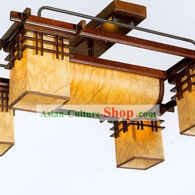 30 Inches Length Large Chinese Classical Sheepskin and Wooden Ceiling Lanterns Complete Set
