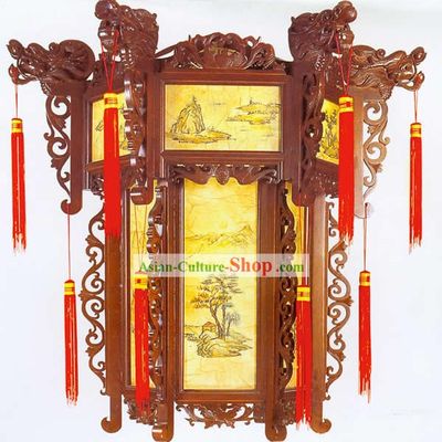 Chinese Handmade Dragon Wood Palace Lantern