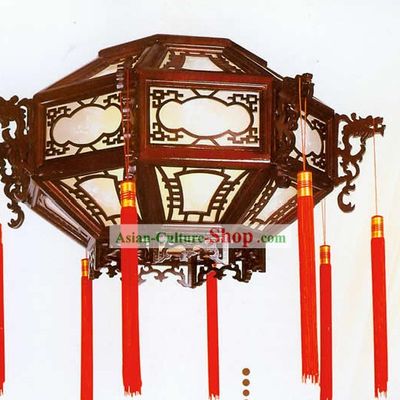 Chinese Hand Made Plain Sheepskin Wooden Ceiling Lantern