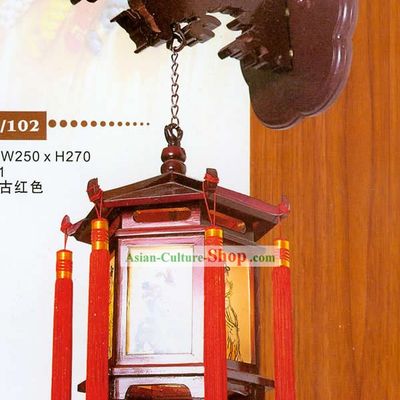 Chinese Hand Made and Carved Wooden Dragon Wall Lantern