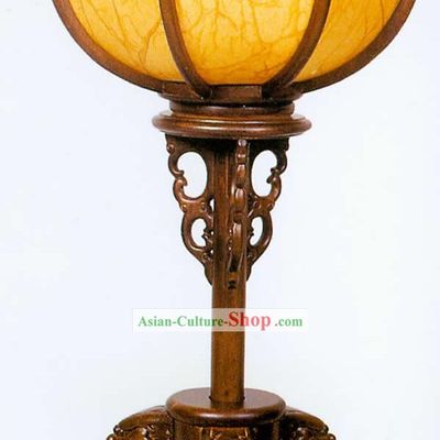 25 Inches Large Chinese Hand Carved Wooden and Sheepskin Reading Lantern