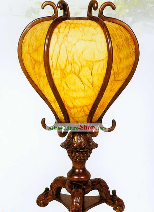 22 Inches Large Chinese Hand Made Wooden Plant Base Reading Lantern