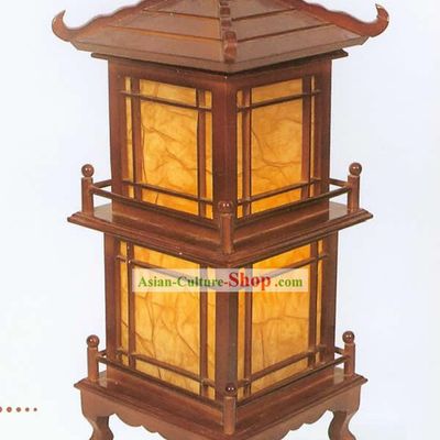 Chinese Hand Carved Two Layers Tower Shape Reading Lantern