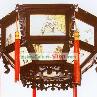 Chinese Hand Carved Double Dragons Palace Ceiling Lantern