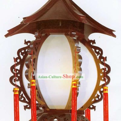 20 Inches Large Chinese Hand Made Tower Shape Wooden Ceiling Lantern