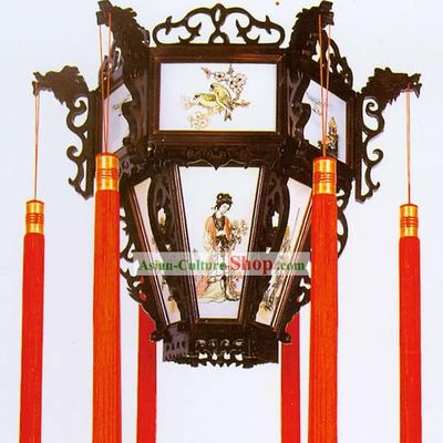 20 Inches Large Chinese Hand Made Wooden Ceiling Lantern - Ancient Four Beauties